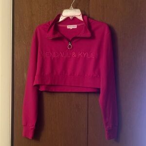 Kendall & Kylie Fuchsia Cropped Sweatshirt